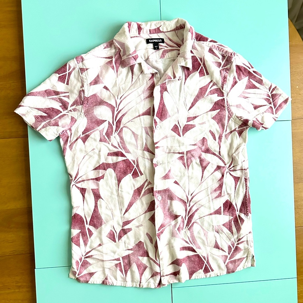 Express Maroon Hawaiian Shirt Small